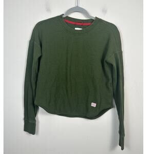 TOPO Designs Green Thermal Knit Long Sleeve Cotton Tee Size Small EUC